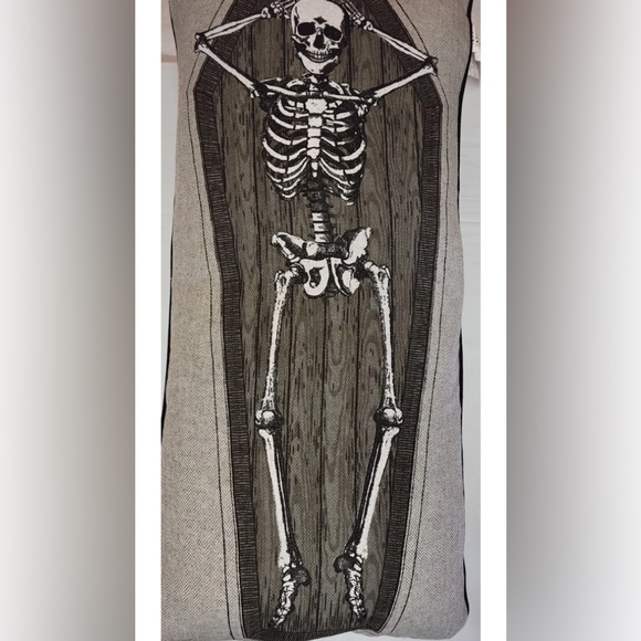 Storehouse Halloween Skeleton Coffin Body Pillow XL Gray Cushion 17" x 35" - Picture 1 of 10